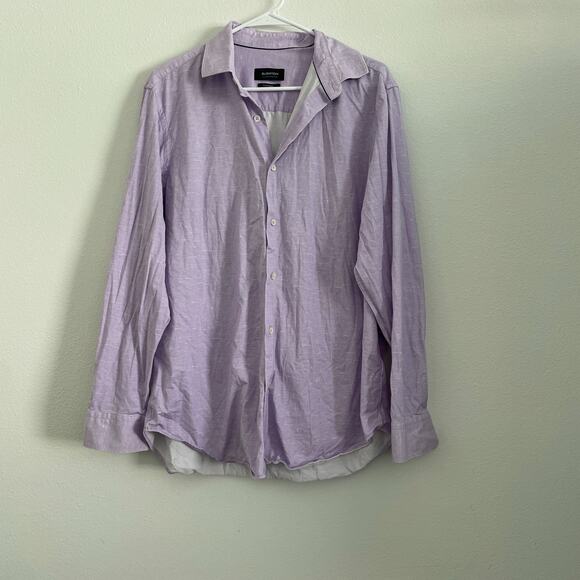 Bugatchi Button Up Shirt Mens L Lilac 8 Way Stretch OooCotton Tech Office Party - Picture 1 of 8